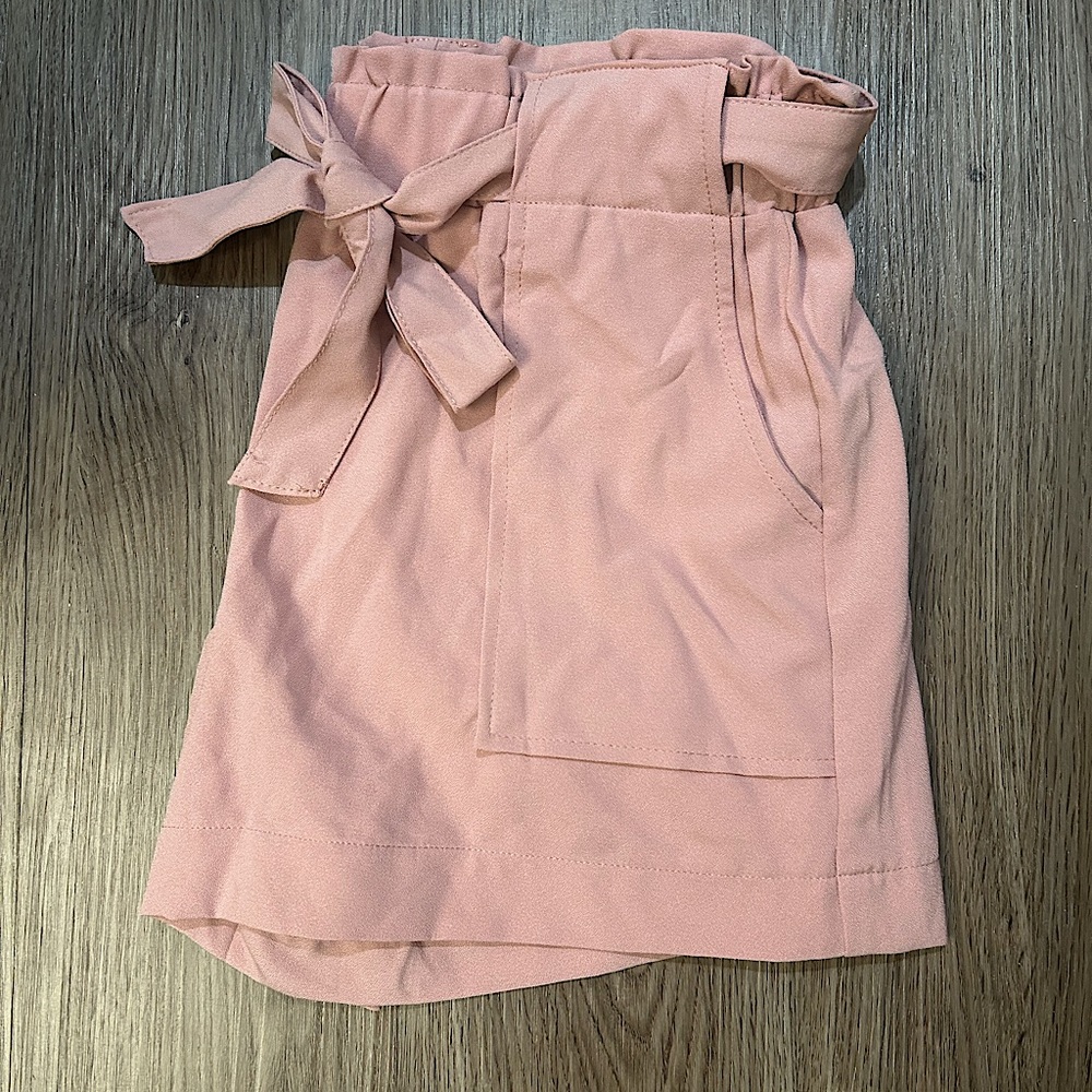 Ci Sono Pastel Pink Paperbag Shorts